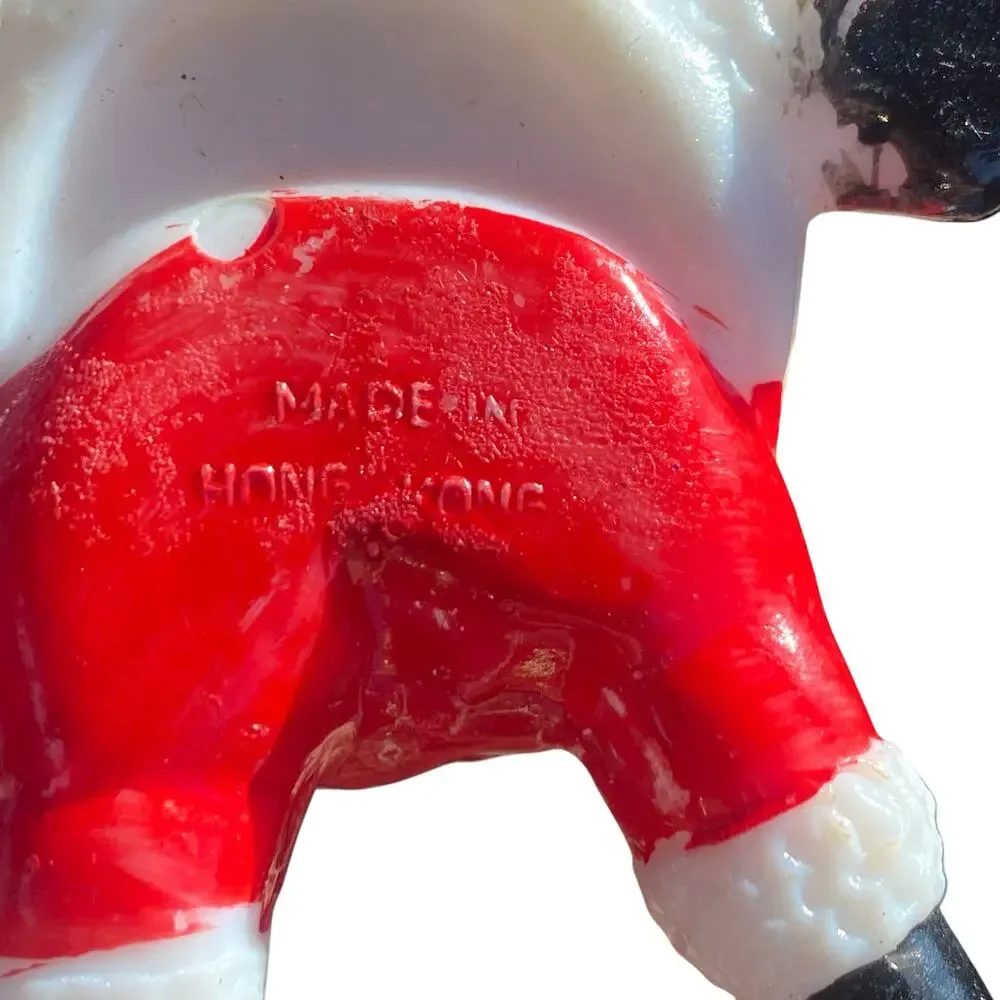 Vintage Hard Plastic Santa Sitting Christmas Ornament Made in Hong Kong 2.5